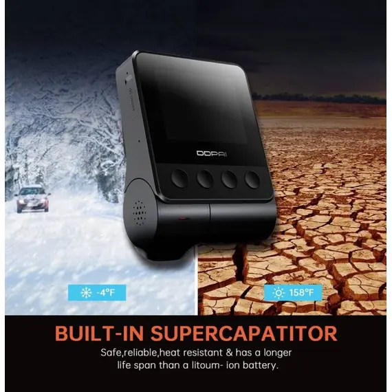 მანქანის ვიდეო რეგისტრატორი DDPAI Z40 GPS DUAL, 140°, WIFI, GPS, Front and Rear Cam, Car Video Recorder, Black - Primestore.ge