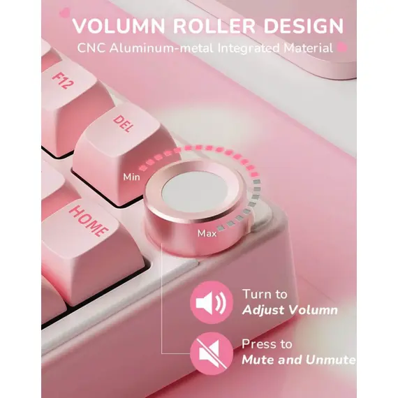 კლავიატურა Royal Kludge RKR75-PM-XH RGB Mechanical Keyboard, Cream Switch, Hot Swappable, Wired, USB, Pink Melody - Primestore.ge
