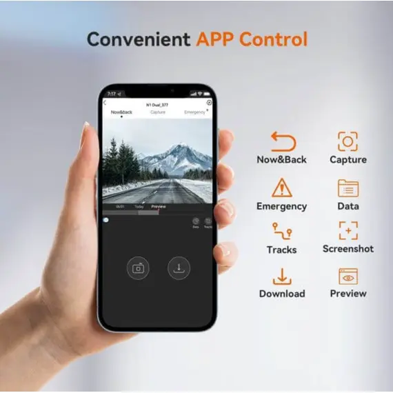 მანქანის ვიდეო რეგისტრატორი DDPAI N1 Dual 1296P FHD Dash Cam 135°, WIFI Front and Rear Cam, Car Video Recorder, Black - Primestore.ge