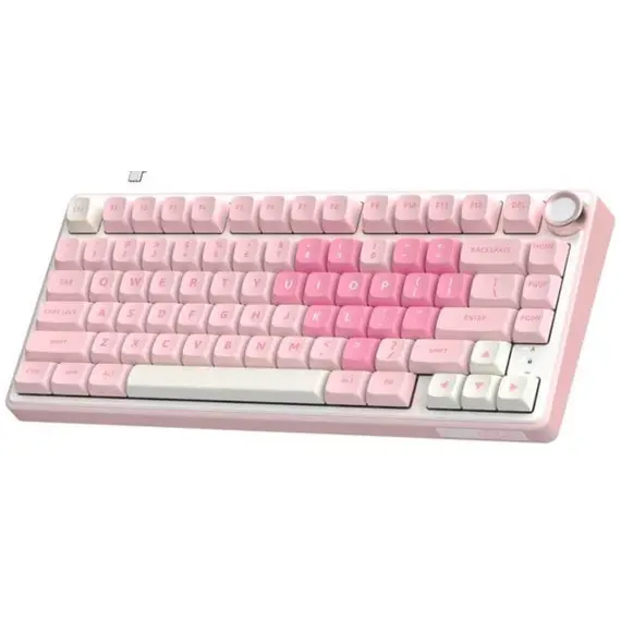 კლავიატურა Royal Kludge RKR75-PM-XW RGB Mechanical Keyboard, Beige Switch, Hot Swappable, Wired, USB, Pink Melody - Primestore.ge