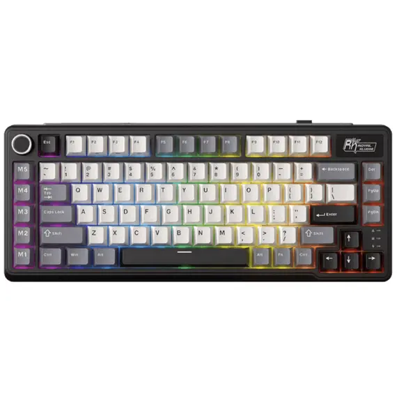 კლავიატურა Royal Kludge RKL75-KB-XW RGB Mechanical Keyboard, Beige Switch, Hot Swappable, Wireless, Type-C, Bluetooth, 2.4GHz, Knight Black - Primestore.ge