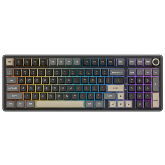 კლავიატურა Royal Kludge RKR98PRO-PT-XW RGB Mechanical Keyboard, Beige Switch, Hot Swappable, Wired, Phantom - Primestore.ge