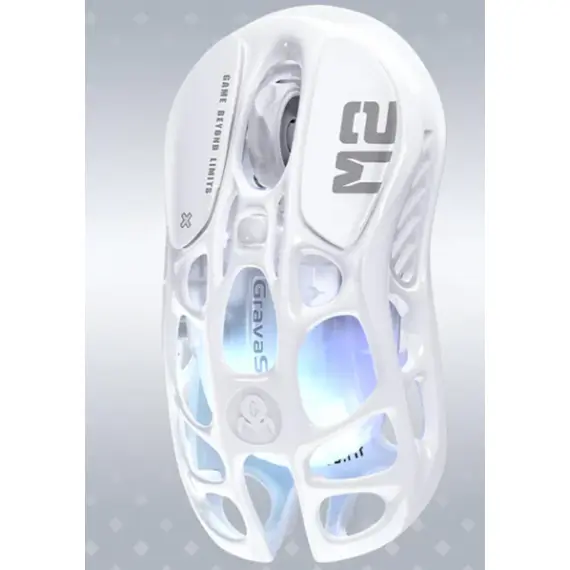 მაუსი GravaStar Mercury M2, BT/WL/USB-A, RGB, Opaline White - Primestore.ge