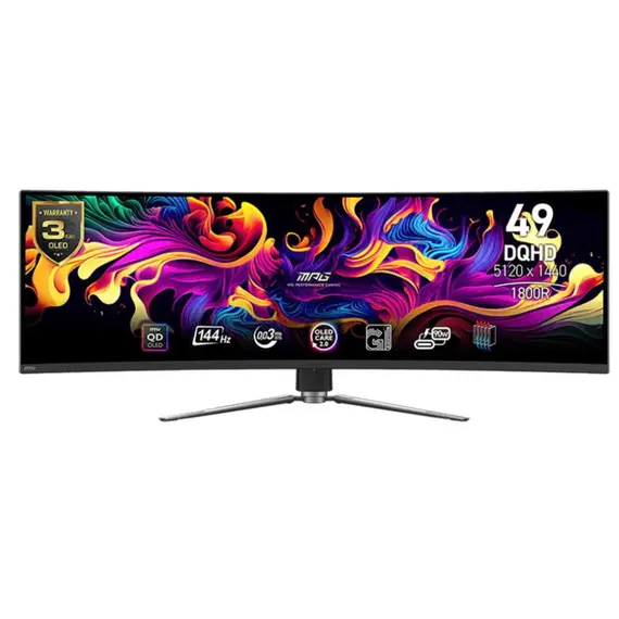 მონიტორი MSI Monitor 49" MPG 491CQP 2xHDMI, DP, USB-C, 2xUSB, QD-OLED, 5120x1440, 32:9, 144Hz, 0.03ms, sRGB 146%, CURVED - Primestore.ge