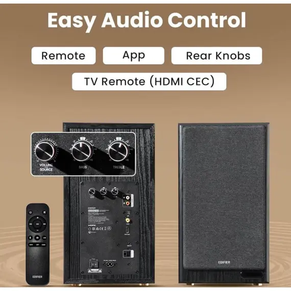 დინამიკი Edifier R2750DB MKII, 144W, HDMI eARC, Optical, Coaxial, Line In, Bluetooth, Powered Bookshelf Speakers, Walnut - Primestore.ge