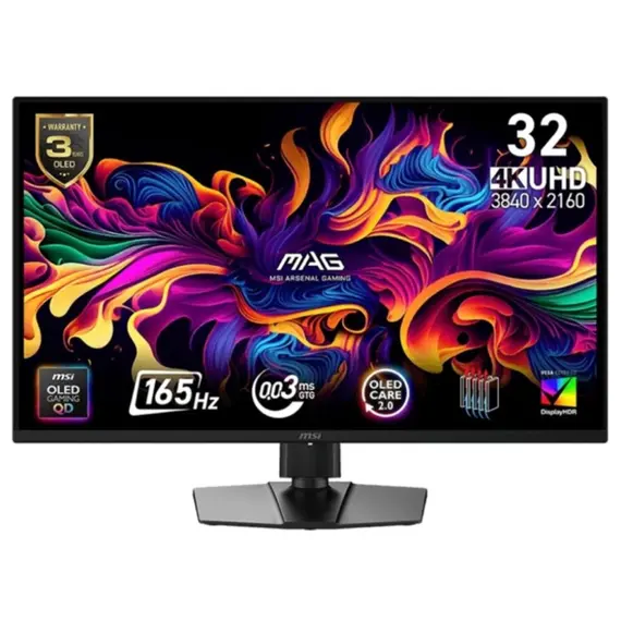 მონიტორი MSI Monitor 31.5" MAG 322UP-E16 2xHDMI, DP, USB-C, Audio, QD-OLED, 3840x2160, 165Hz, 0.03ms, sRGB 138%, FreeSync, Pivot, HDR400 - Primestore.ge