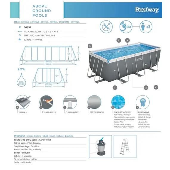 კარკასული აუზი BESTWAY 6941607366288 - Primestore.ge
