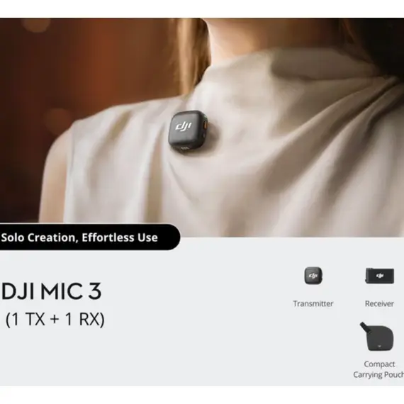 მიკროფონი DJI Mic 3 (1 TX + 1 RX) - Primestore.ge