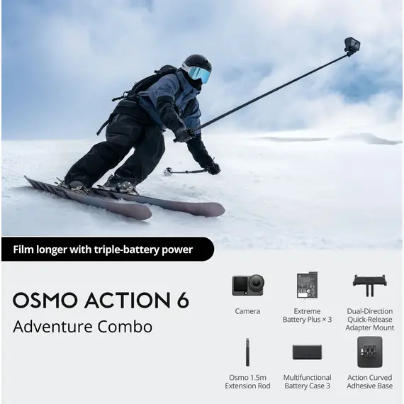 ვიდეო კამერა DJI Osmo Action 6 Adventure Combo - Primestore.ge