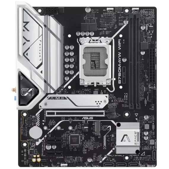 დედა დაფა ASUS Motherboard B760M-AYW WIFI-SI s1700 B760 2xDDR5 M.2 HDMI Wi-Fi BT mATX BULK WITH ACCESSORY - Primestore.ge