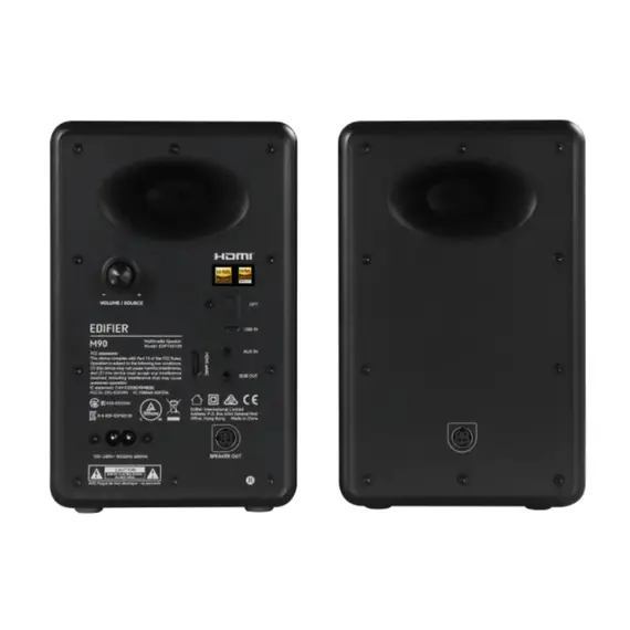 დინამიკი Edifier M90, 100W, HDMI eARC, Optical, Type-C, AUX, Bluetooth, Compact Active Speaker, Black - Primestore.ge