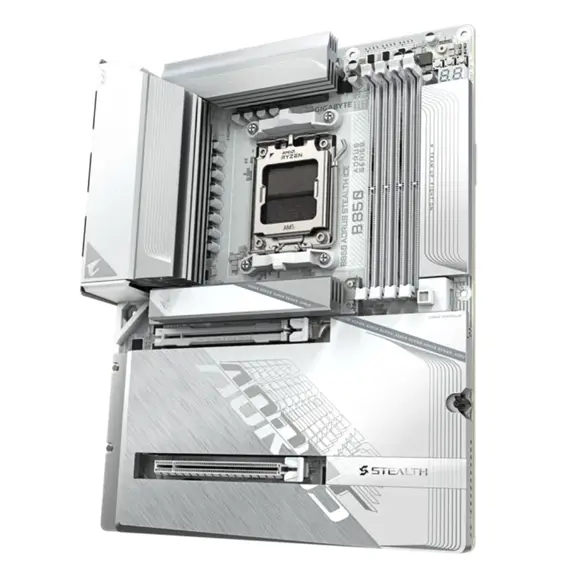 დედა დაფა GIGABYTE Motherboard B850 A STEALTH ICE  sAM5 B850 4xDDR5 M.2 HDMI ATX - Primestore.ge