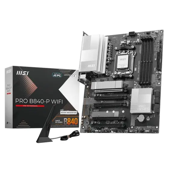 დედა დაფა MSI Motherboard PRO B840-P WIFI sAM5 B840 4xDDR5 M.2 HDMI Wi-Fi BT ATX - Primestore.ge