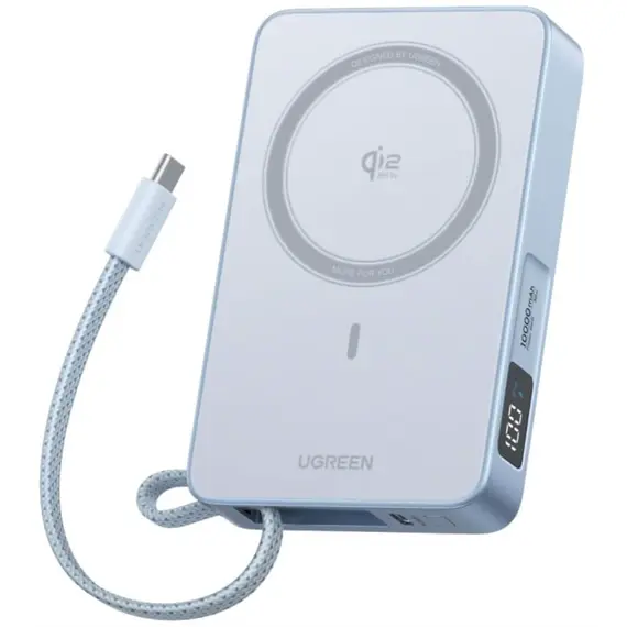 პორტატული დამტენი UGREEN PB773 (65958B) MagFlow 10000mAh Magnetic Wireless Power Bank - Primestore.ge