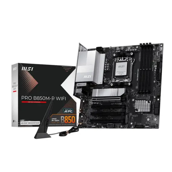 დედა დაფა MSI Motherboard PRO B850M-P WIFI sAM5 B850 4xDDR5 M.2 HDMI DP Wi-Fi BT mATX - Primestore.ge