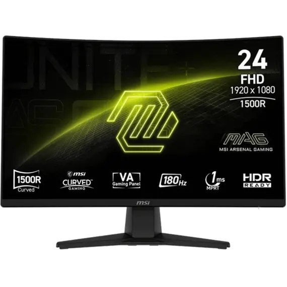 მონიტორი MSI Monitor 23.6" MAG 242C HDMI, DP, Audio, IPS, 180Hz, 1ms, sRGB 115%, CURVED, AdaptiveSync - Primestore.ge
