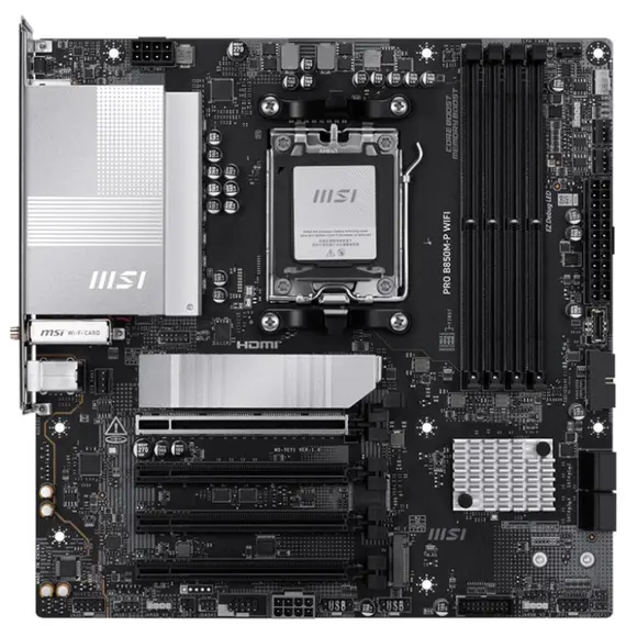 დედა დაფა MSI Motherboard PRO B850M-P WIFI sAM5 B850 4xDDR5 M.2 HDMI DP Wi-Fi BT mATX - Primestore.ge