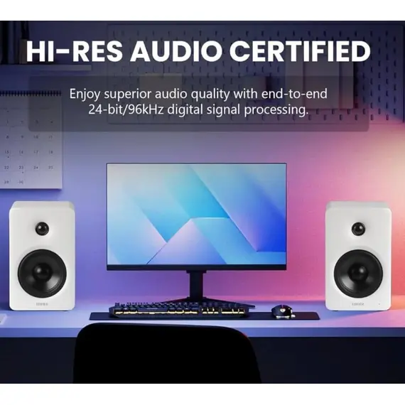 დინამიკი Edifier M90, 100W, HDMI eARC, Optical, Type-C, AUX, Bluetooth, Compact Active Speaker, White - Primestore.ge