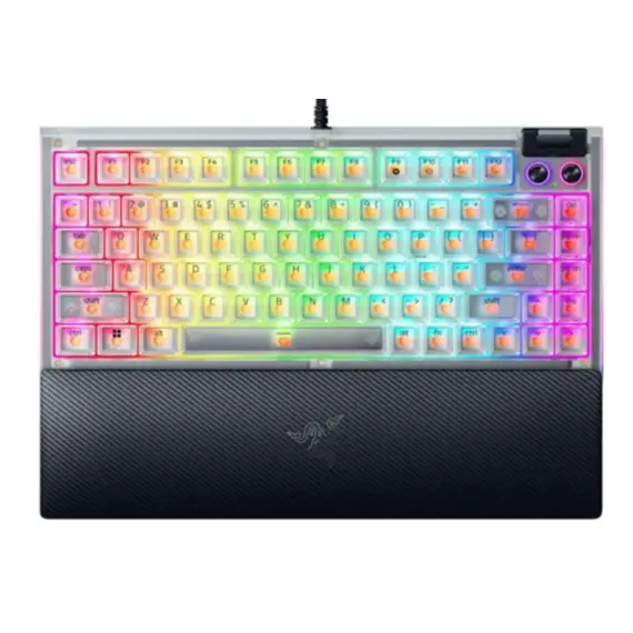კლავიატურა Razer Keyboard BlackWidow V4 75% RGB 83key Mechanical Tactile Switch GEN-3, USB-A, EN, Phantom White Ed. - Primestore.ge