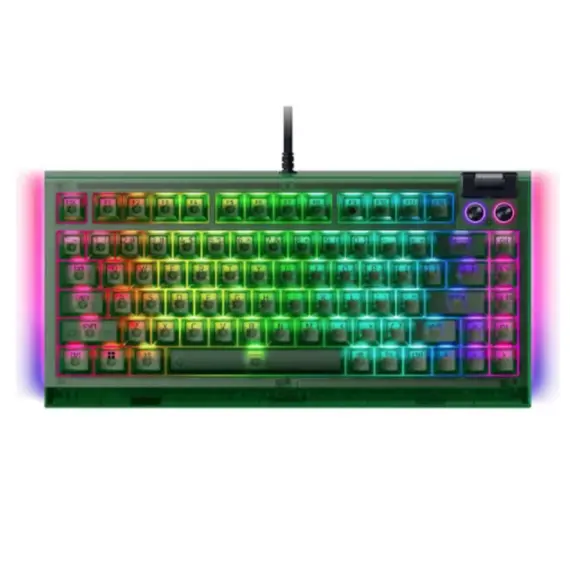 კლავიატურა Razer Keyboard BlackWidow V4 75%, 83key, Mechanical Tactile Switch GEN-3, USB-A, EN, RGB, Phantom Green Ed. - Primestore.ge