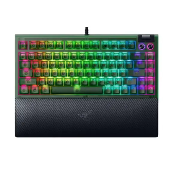 კლავიატურა Razer Keyboard BlackWidow V4 75%, 83key, Mechanical Tactile Switch GEN-3, USB-A, EN, RGB, Phantom Green Ed. - Primestore.ge