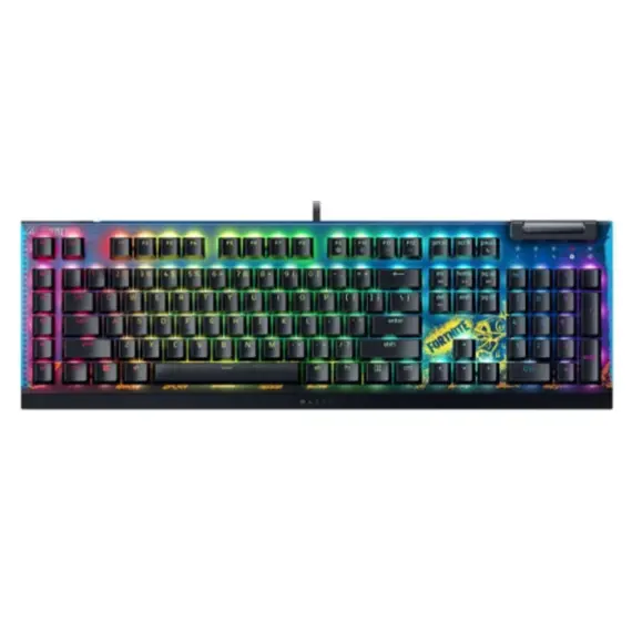 კლავიატურა Razer Keyboard mechanical BlackWidow V4 X, 110key, Yellow Switch, USB-A, EN, RGB, Fortnite Ed. - Primestore.ge