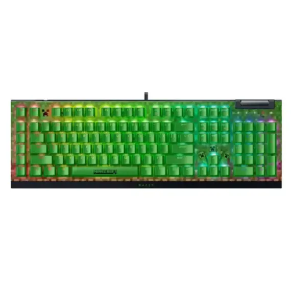 კლავიატურა Razer Keyboard mechanical BlackWidow V4 X, 110key, Green Switch, USB-A, EN, RGB, Minecraft Ed. - Primestore.ge