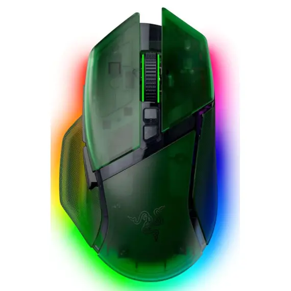 მაუსი Razer Mouse Basilisk V3 Pro 35K, RGB, USB-A/WL/BT, Phantom Green Ed. - Primestore.ge