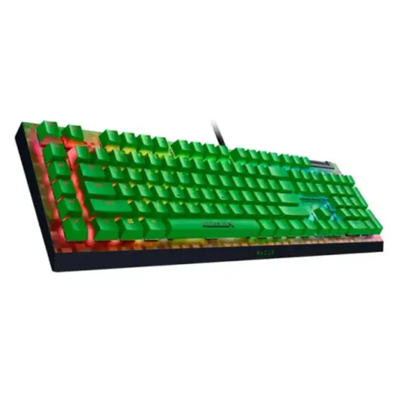 კლავიატურა Razer Keyboard mechanical BlackWidow V4 X, 110key, Green Switch, USB-A, EN, RGB, Minecraft Ed. - Primestore.ge
