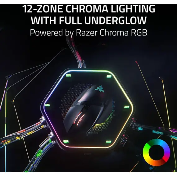 მაუსი Razer Mouse Basilisk V3 Pro 35K, RGB, USB-A/WL/BT, Phantom Green Ed. - Primestore.ge