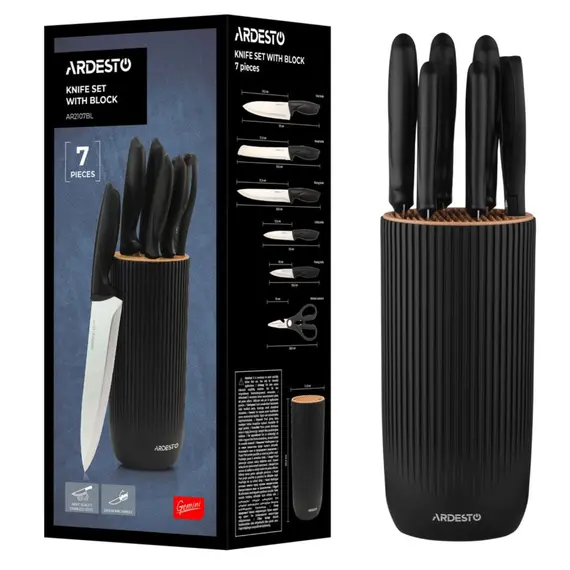 დანების ნაკრები ARDESTO Gemini, 7pcs, stainless steel, plastic, black 767637177948 - Primestore.ge
