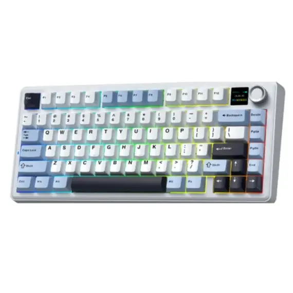 კლავიატურა AULA F75MAX Gasket Wireless Mechanical Keyboard White/Blue/Purple (Reaper Switch) - Primestore.ge