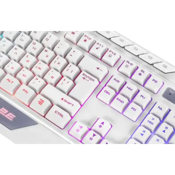 კლავიატურა 2E GAMING Membrane keyboard KG315 110key, USB-A, EN/RU, RGB, white - Primestore.ge