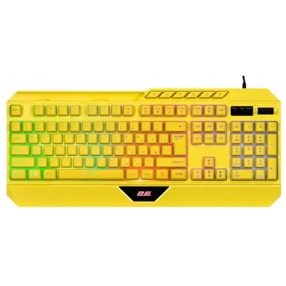 კლავიატურა 2E GAMING Membrane keyboard KG315 110key, USB-A, EN/RU, RGB, yellow - Primestore.ge