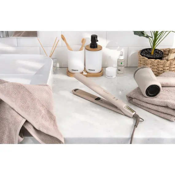 თმის გასასწორებელი Ardesto Hair straightener Rearl Cream 50W, 140-230C, ceramics, beige - Primestore.ge