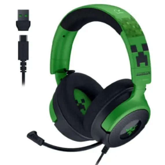 ყურსასმენი Razer Headset Kraken V4 X, 7.1, USB-A, 1.8m, RGB, Minecraft Ed. - Primestore.ge
