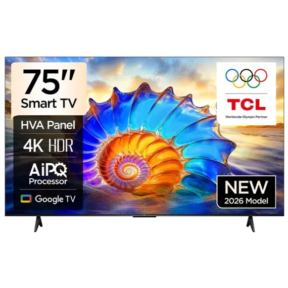 ტელევიზორი TCL 75V6D Google TV 4K HDR10 WiFi5 BT5.2 Dolby Audio 15W 300X300 - Primestore.ge