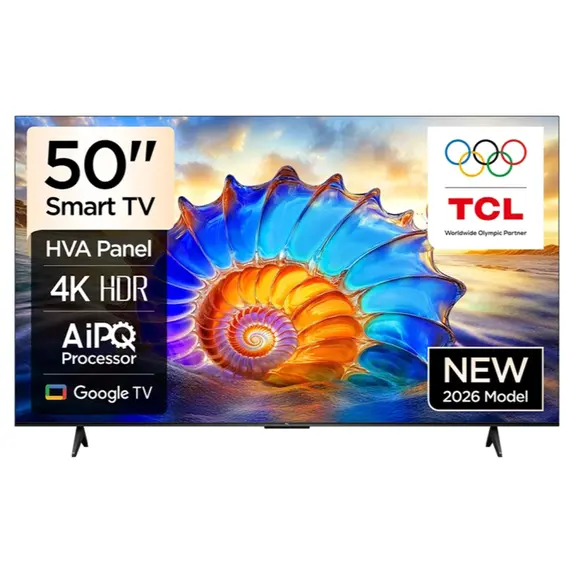 ტელევიზორი TCL 50V6D Google TV  4K  HDR10 WiFi5 BT5.2 Dolby Audio 10W 200X200 - Primestore.ge