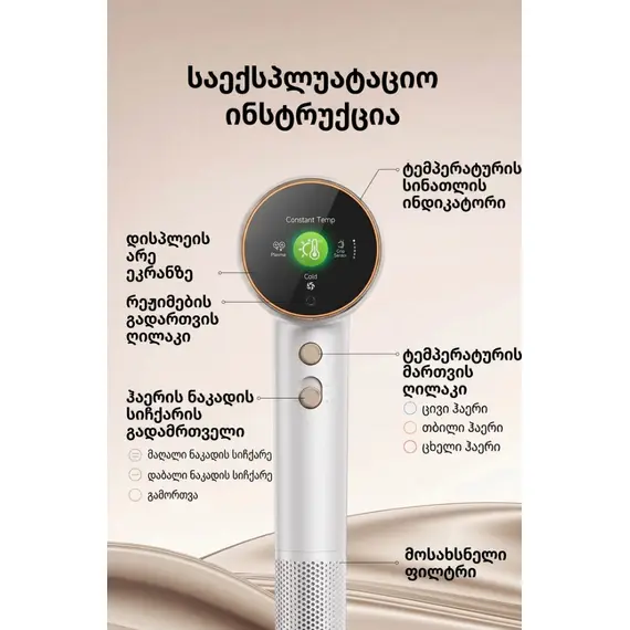თმის საშრობი Dreame Нairdryer Grand White (AHG11C) EU - Primestore.ge