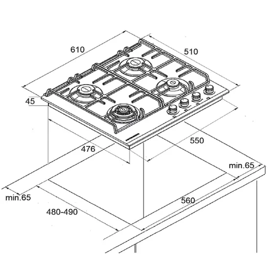 გაზქურის ზედაპირი KUPPERSBERG FG 65 B , 4 image - Primestore.ge