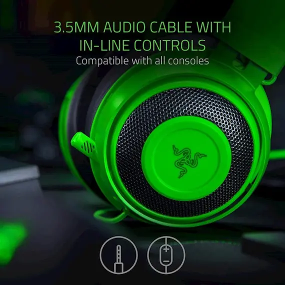 Razer RZ04-02830200-R3M1 Gaming Headset Kraken 3.5mm Green, 5 image
