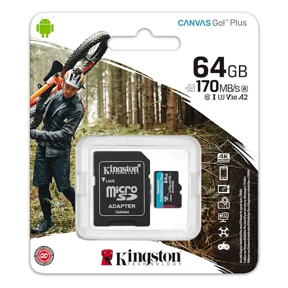 მეხსიერების ბარათი Kingston 128GB microSDXC C10 UHS-I U3 A2 R170/W90MB/s SD , 3 image - Primestore.ge
