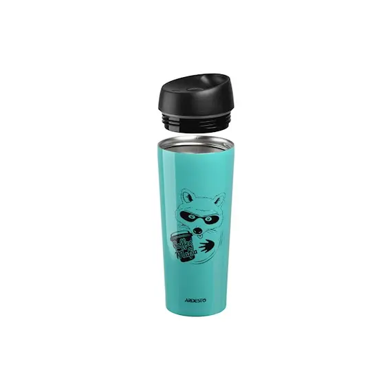 თერმოსი Ardesto Travel mug Coffee time Raccon 450 ml , 2 image - Primestore.ge