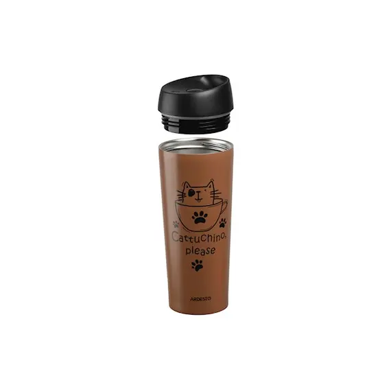 თერმოსი Ardesto Travel mug Coffee time Cat 450 ml , 2 image - Primestore.ge
