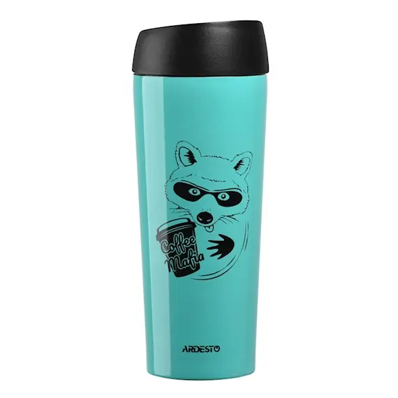თერმოსი Ardesto Travel mug Coffee time Raccon 450 ml  - Primestore.ge