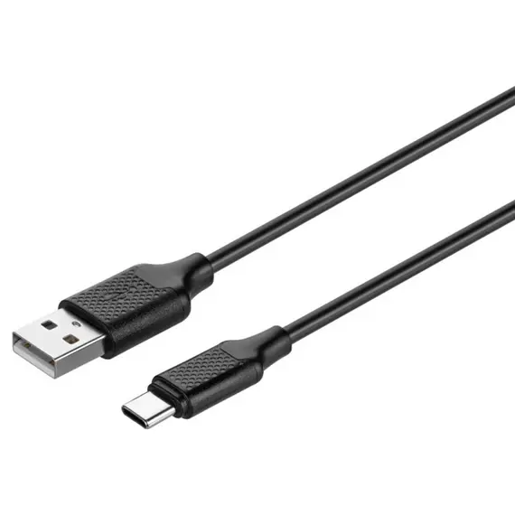 კაბელი KITs USB 2.0 to USB Type-C cable, 2A, black, 1m - Primestore.ge