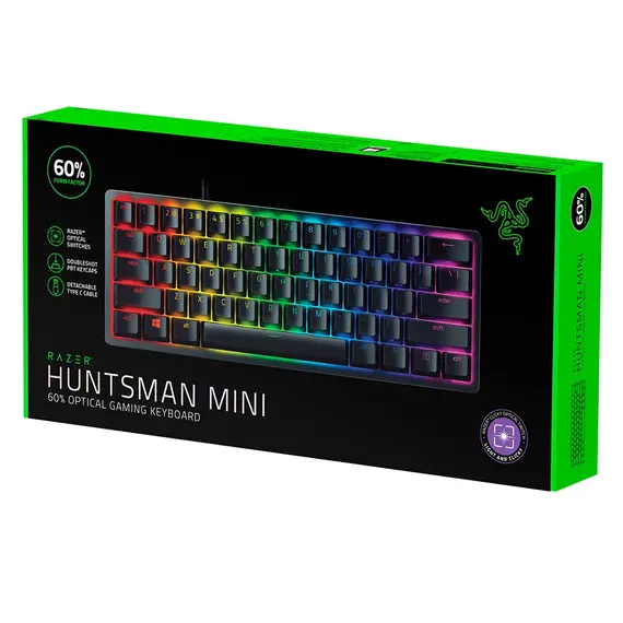 კლავიატურა Razer Gaming Keyboard Huntsman Mini Red Switch USB US RGB, Black , 5 image - Primestore.ge