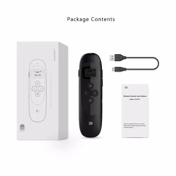 პრეზენტერი Doosl DSIT021 Rechargeable Presentation Remote with LCD Display 2.4GHz Wireless USB Point PPT Clicker Remote Control , 2 image - Primestore.ge