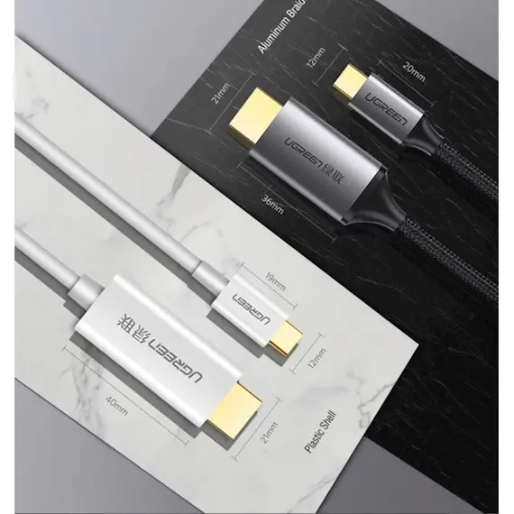 HDMI კაბელი Ugreen MM142 (50570) USB C HDMI Cable Type C to HDMI 1.5M Thunderbolt 3 for MacBook Samsung Galaxy S9 / S8 Huawei Mate 10 Pro P20 USB-C HDMI Adapter  Type C to HDMI Cable  1.5M , 3 image - Primestore.ge