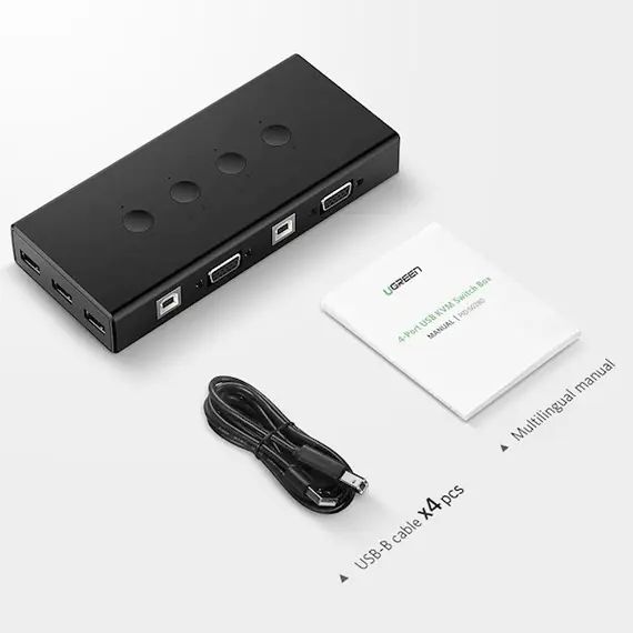 სვიჩი UGREEN (50280) 4-Port USB KVM Switch Box , 2 image - Primestore.ge